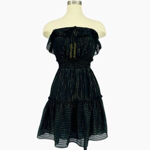 bebe Sheer Ruffle Strapless Tube Dress